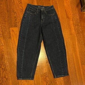 Old Navy High-Rise Barrel Leg Jeans - Dark Blue